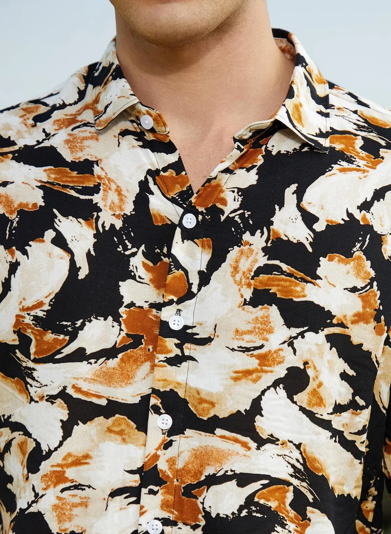 CAHOOT  Men's Yellow Ochre & Onyx Black Burnt Foliage Shirt for Men | Best Price UAE