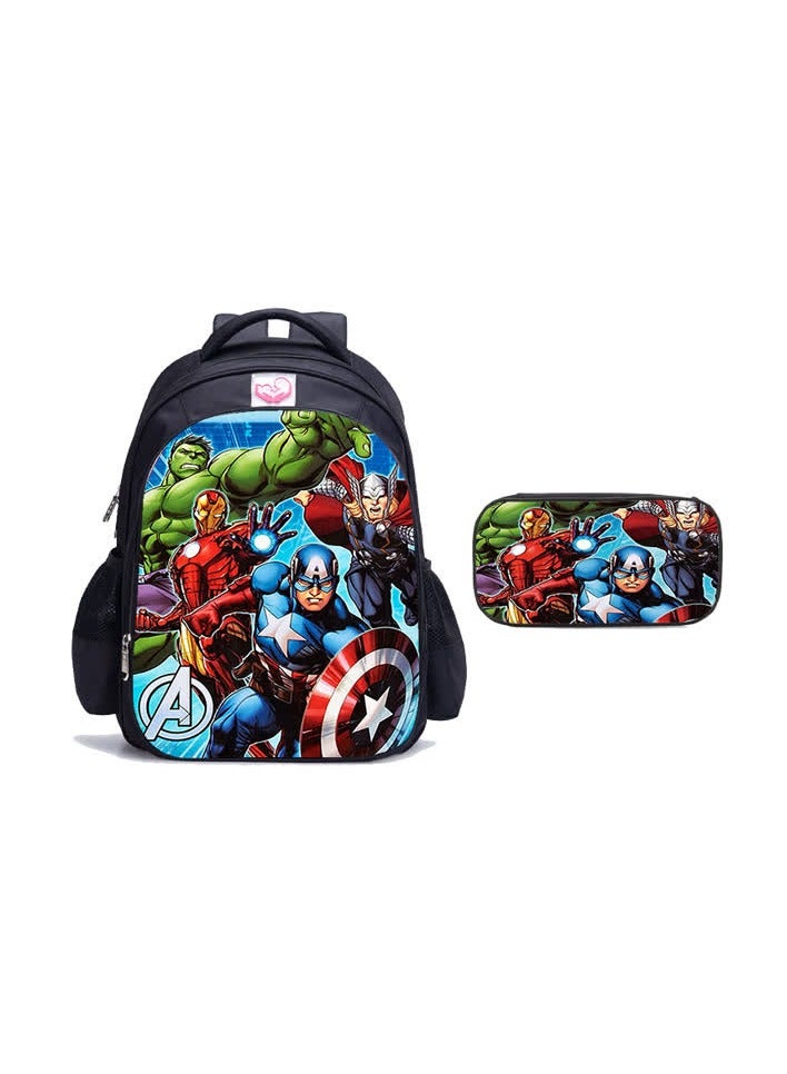 New product cross-border two-piece set 3D digital color printing casual primary school student schoolbag + pencil bag,2-10-large + pencil bag - Image 1