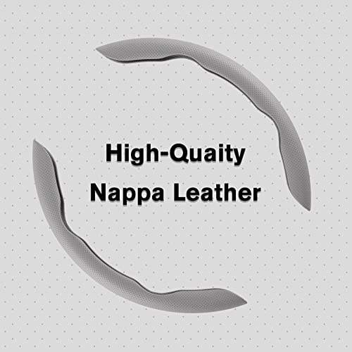 Amiss Car Nappa Leather Steering Wheel Cover, Car Interior Accessories, 2PCS Segmented Steering Wheel Protector, Universal 99% Car Wheel Cover Protector (Grey) - Image 2