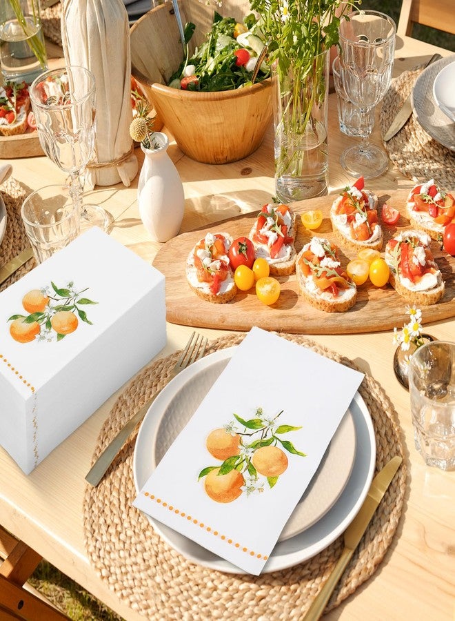 FYSUIMU 100 Pcs Orange Guest Napkins Paper Disposable Napkins Watercolor Orange Flower Citrus Fruit Dinner Hand Napkin for Bathroom Summer Birthday Party Table Supplies - Image 5