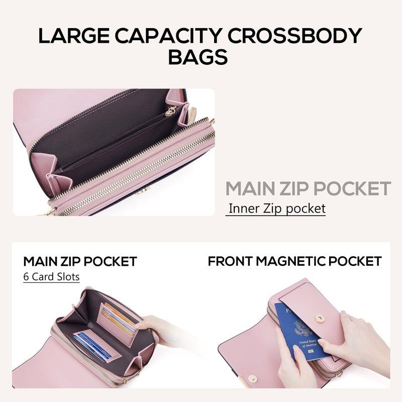 Roulens Small Crossbody Bag for Women,Cell Phone Purse Women's Shoulder Handbags Wallet Purse with Credit Card Slots - Image 3