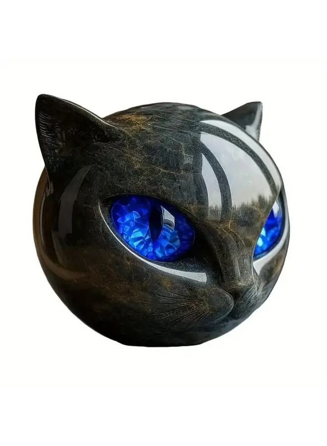 Gothic Black Cat Figurine Purple Glowing Eyes Resin Sculpture Collectible Home Decor - Image 5