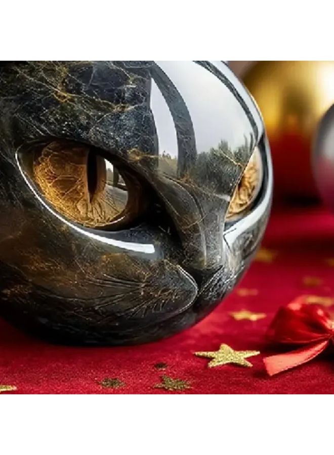 Gothic Black Cat Figurine Purple Glowing Eyes Resin Sculpture Collectible Home Decor - Image 2