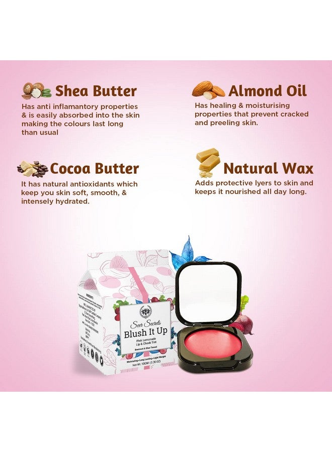Seer Secrets Natural Blush It Up Lip And Cheek Tint For Long Lasting Moisturizing Lips | Pink Lemonade Blush It Up- 10Gm - Image 4