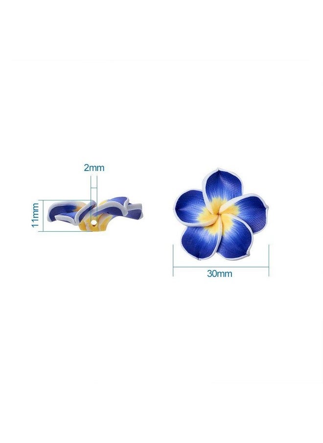KISSITTY 100Piece Random Mixed Color Handmade Polymer Clay 3D Plumeria Flower Spacer Loose Beads 30X11Mm With Holes 2Mm For Diy Jewelry Craft Making  - Image 2