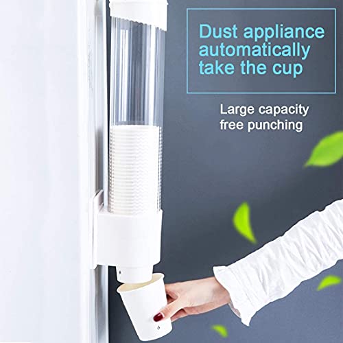 Tirifer Cup Dispenser Wall Mounted Plastic Water Dispenser Disposable Cup Holder Rack, Paste or Screw Plate Mountable for Paper Cups Halloween Party Supplies(L, White) - Image 2