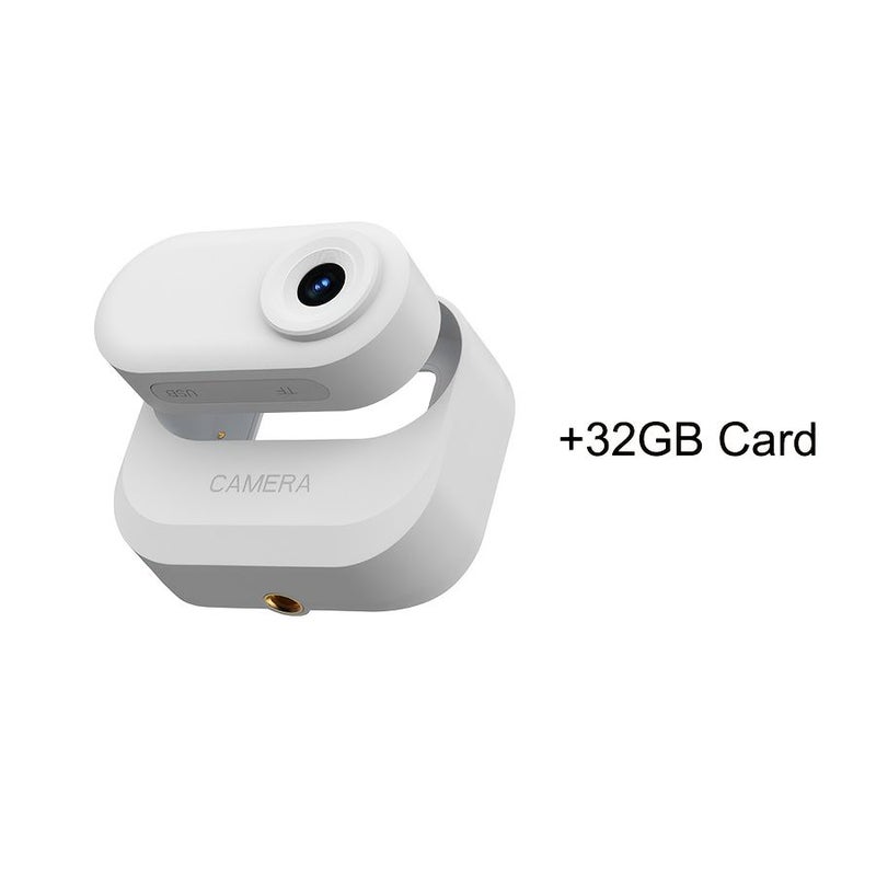 1pc 1080P FHD Wearable Camera with Thumb Camera White 32GB Card USB Charging Charging Case 800mAh Rechargeable Battery 350mAh Battery Portable Vlogging Loop Recording for Pet Cycling Motorcycle Home Travel - Image 1