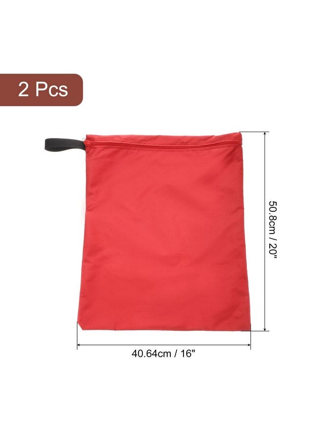 uxcell uxcell 2 Pcs Wet Dry Bags, 16" x 20" Waterproof Travel Bags with Two Zippered Pockets, Gym Bag for Beach Pool Swim Suit and Wet Clothes Red - Image 2