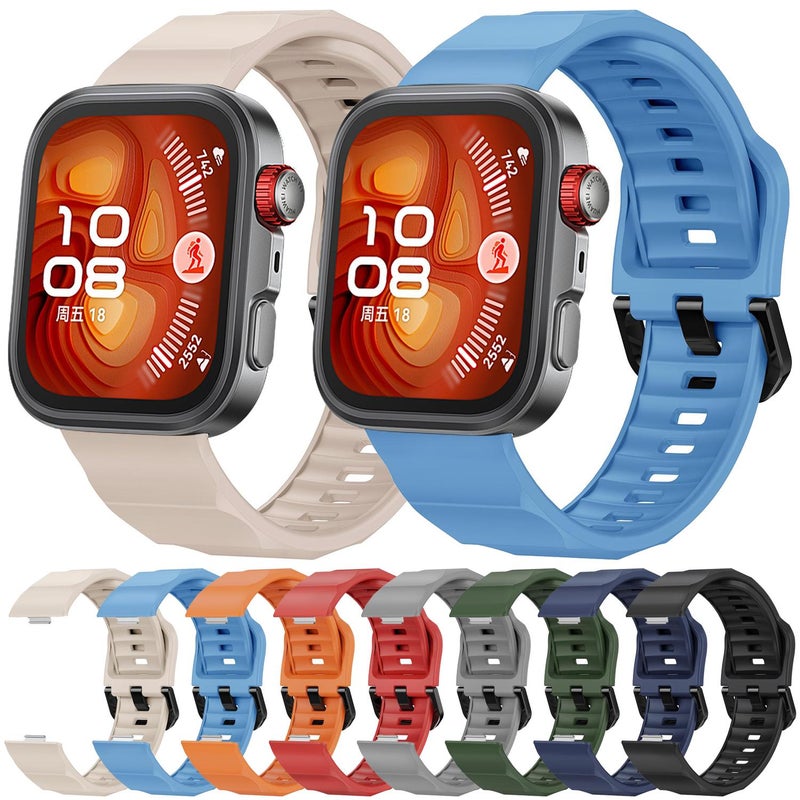 erorex For Huawei Watch Fit3 / Fit4 / Fit4 Pro Wave Black Buckle Silicone Watch Band(Orange) - Image 3