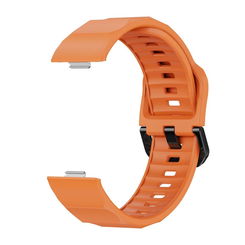 erorex For Huawei Watch Fit3 / Fit4 / Fit4 Pro Wave Black Buckle Silicone Watch Band(Orange) - Image 2