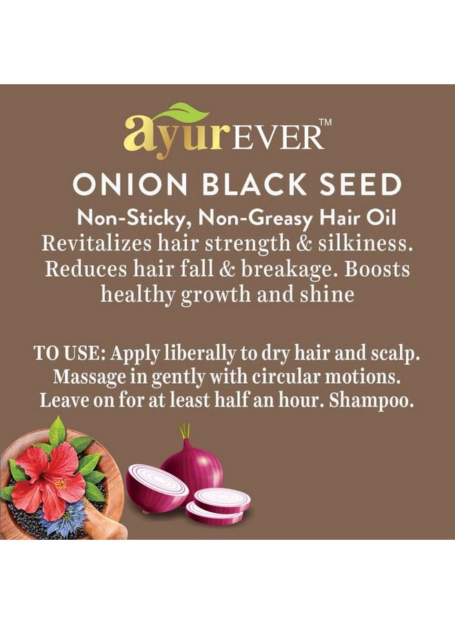 AYUREVER - Red Onion Black Seed Oil - 200 Ml With Onion Conditioner - 300 Ml Combo Pack (Blackseed200+Conditioner) - Image 1