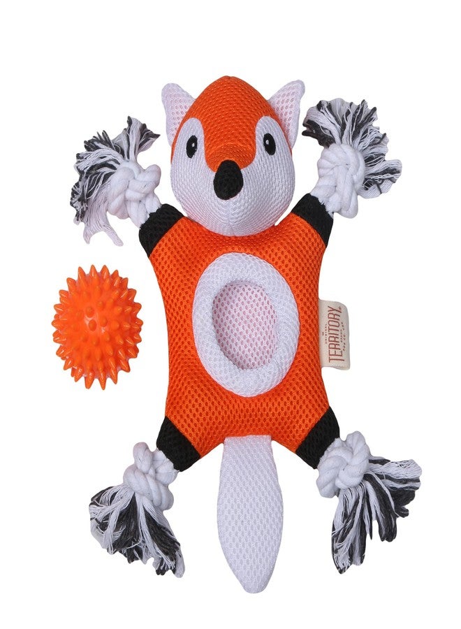 Territory 2 in 1 No Stuffing Removable Fetch Ball Tug Dog Toy for Small Medium Large Dogs, Fox - Image 2