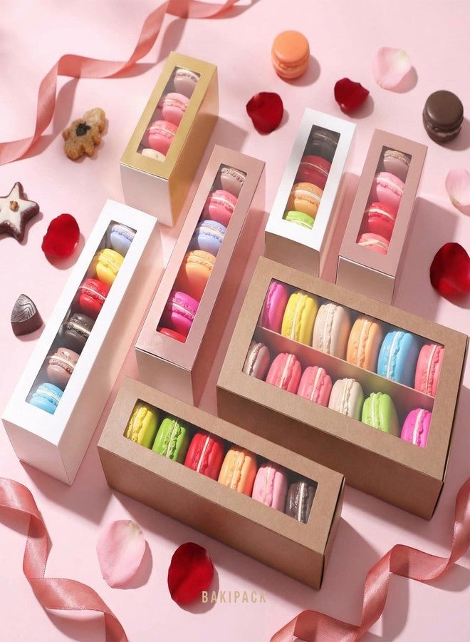 BAKIPACK 15 Macaron Boxes, Macaron Gift Box for 12 (Interior Measurement 7.3×4.2 ×1.9 Inches), Macaron Packaging Boxes with Clear Window Kraft without Macarons inside - Image 5
