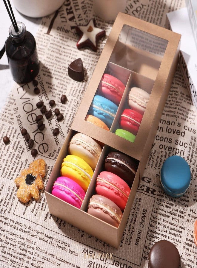 BAKIPACK 15 Macaron Boxes, Macaron Gift Box for 12 (Interior Measurement 7.3×4.2 ×1.9 Inches), Macaron Packaging Boxes with Clear Window Kraft without Macarons inside - Image 4