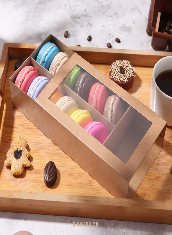 BAKIPACK 15 Macaron Boxes, Macaron Gift Box for 12 (Interior Measurement 7.3×4.2 ×1.9 Inches), Macaron Packaging Boxes with Clear Window Kraft without Macarons inside - Image 2