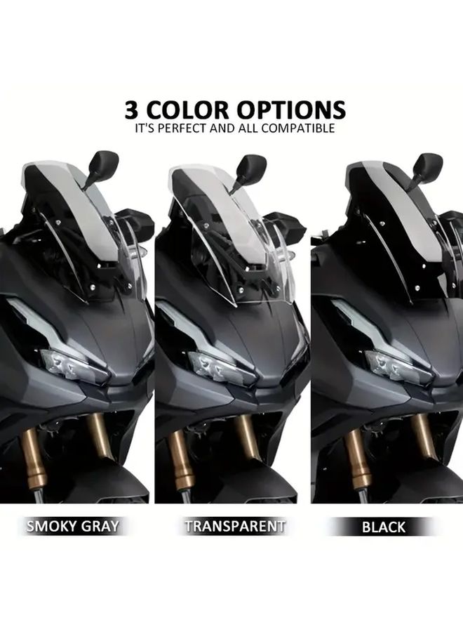 لـ HONDA ADV350 2022 2024 واجهة رياح للدراجة النارية بلون رمادي مدخن بتغطية نصفية، واقي أمامي من البلاستيك المتين، ملحق للدراجات النارية على الطرق الوعرة لتعزيز الثبات، تصميم أنيق، مواد عالية الجودة، لعشاق المغامرة من راكبي الدراجات النارية. - Image 3