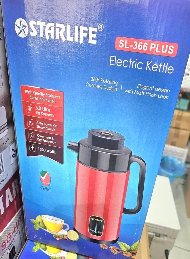 STARLIFE Electric Kettle 3.2L Big Capacity 1500W SL-366 PLUS Red/Black
