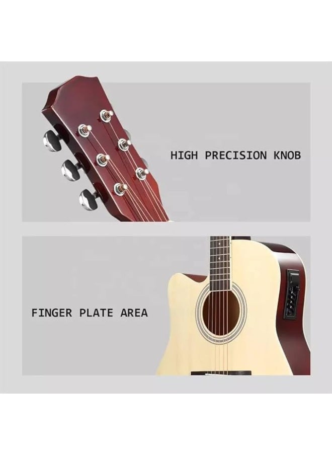 Megarya Cutaway Electro Acoustic Guitar with 4 Band EQ Natural  - Image 5
