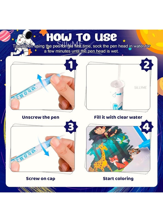 سيلي مي مجموعة هدايا عيد ميلاد SILLYME المكونة من 6 قطع لحفلات الأطفال - كتاب سحري مائي للأطفال - كتاب رسم مائي - مجموعة كتب تلوين ورسم - ألعاب تعليمية - فن خربش سريع الجفاف، متعدد الألوان - Image 3
