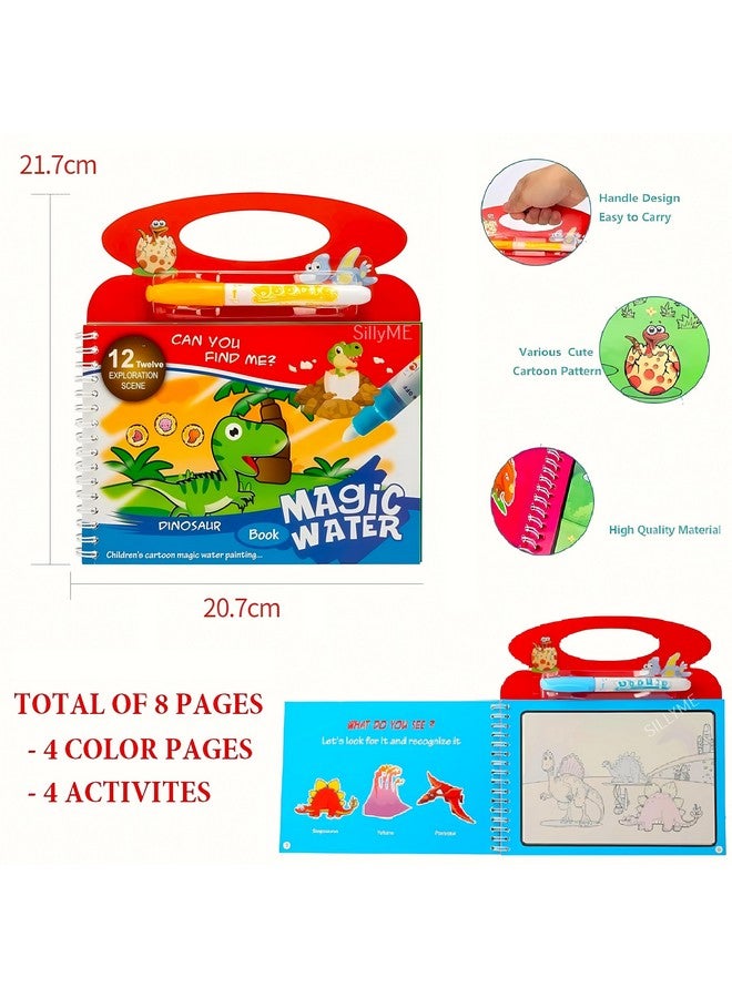 سيلي مي مجموعة هدايا عيد ميلاد SILLYME المكونة من 6 قطع لحفلات الأطفال - كتاب سحري مائي للأطفال - كتاب رسم مائي - مجموعة كتب تلوين ورسم - ألعاب تعليمية - فن خربش سريع الجفاف، متعدد الألوان - Image 5