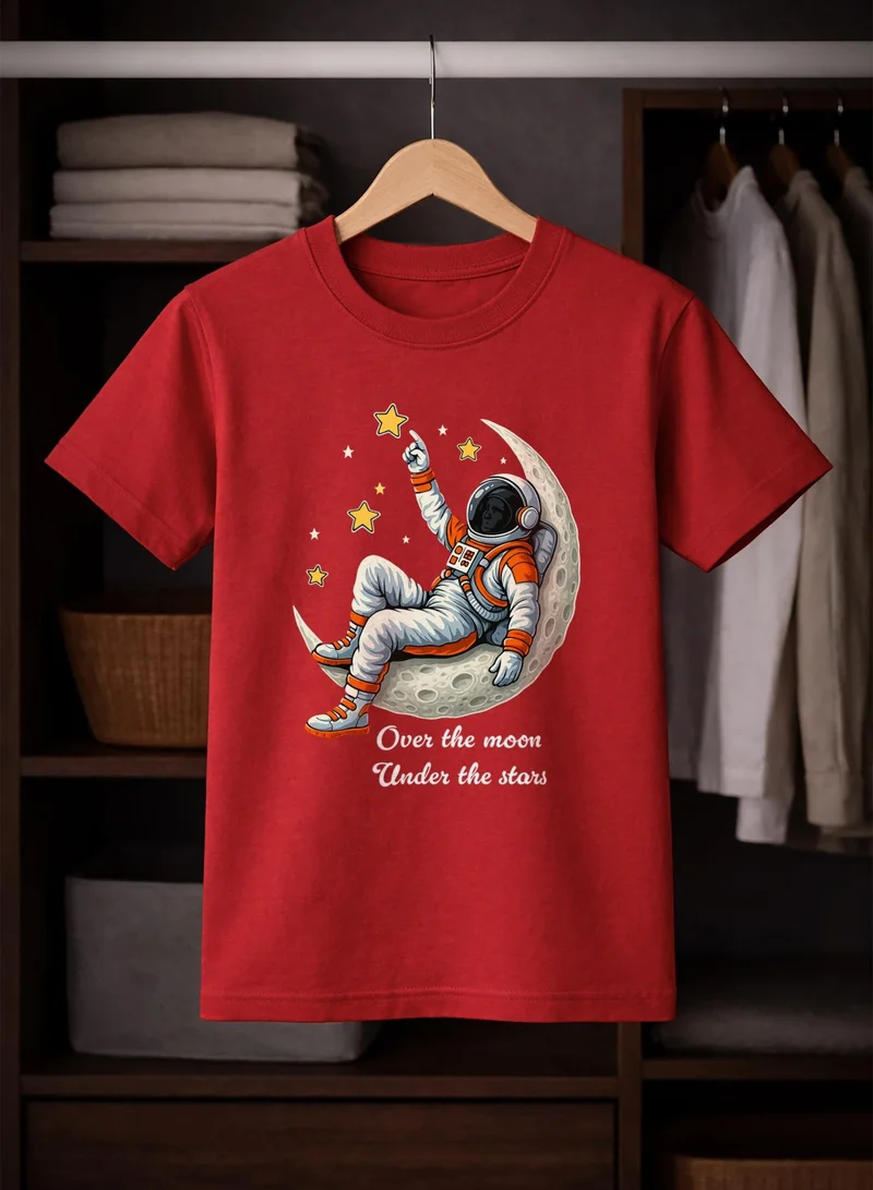 فنكار FUNKAAR تيشيرت أطفال بطباعة القمر والنجوم بتصميم الفضاء