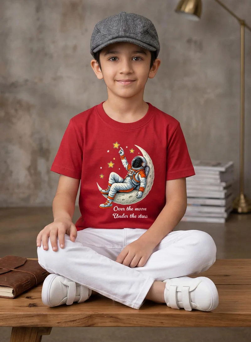 Funkaar Red Funkaar Moon & Stars Space theme T-shirt for Kids  | Best Price UAE