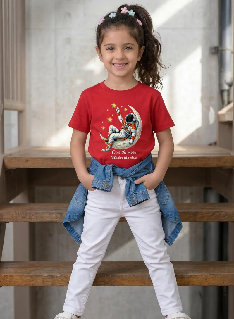 فنكار FUNKAAR تيشيرت أطفال بطباعة القمر والنجوم بتصميم الفضاء