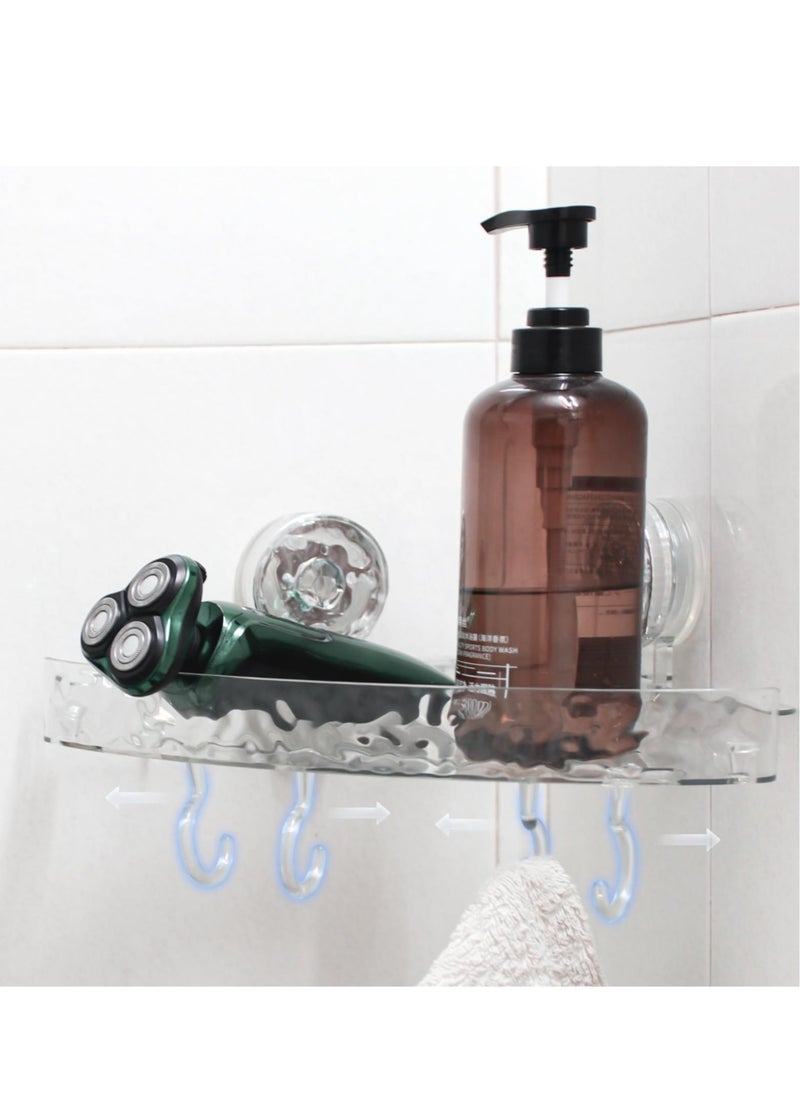 KASTWAVE - Shower Caddy Suction Cup Storage Rack Clear Acrylic Shower Shelves Glacier Water Ripples Corner Shelf For Bathroom Shower Accessories,transparent - Image 1