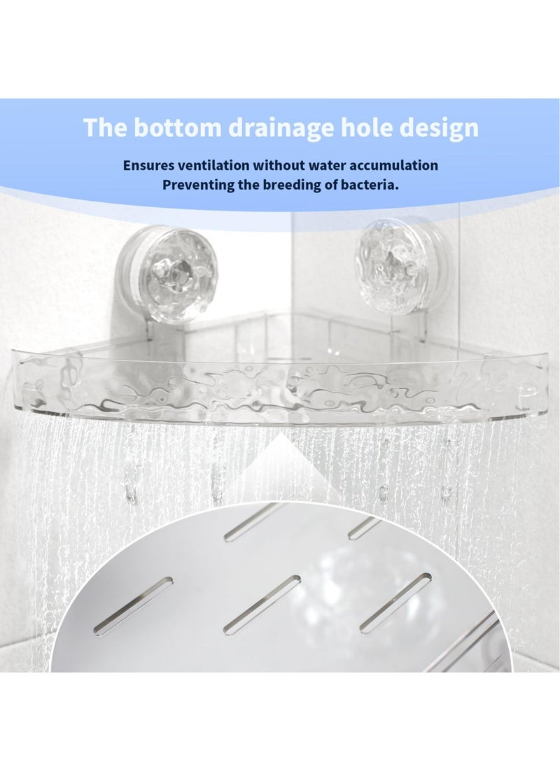 KASTWAVE - Shower Caddy Suction Cup Storage Rack Clear Acrylic Shower Shelves Glacier Water Ripples Corner Shelf For Bathroom Shower Accessories,transparent - Image 1