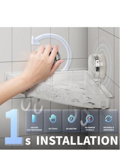KASTWAVE Shower Caddy Suction Cup Storage Rack Clear Acrylic Shower Shelves Glacier Water Ripples Corner Shelf For Bathroom Shower Accessories,transparent  - Image 5