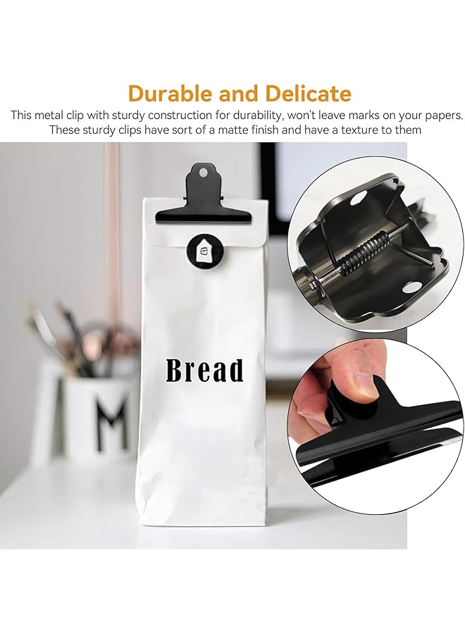 erorex 2Pcs Square Clip Large Bull Clip Long Bulldog Clip Stainless Steel Ticket Holder Drawing Board Holder Thickened Metal Flipchart For Office Kitchen And Drawing Board Black - Image 4