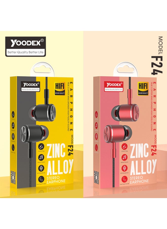 Yoodex Youdian 3.5mm Interface Earplug Wired Headset Amount Material Soft And Comfortable Wire Control Headset-Color:3.5mm Interface Red  - Image 4