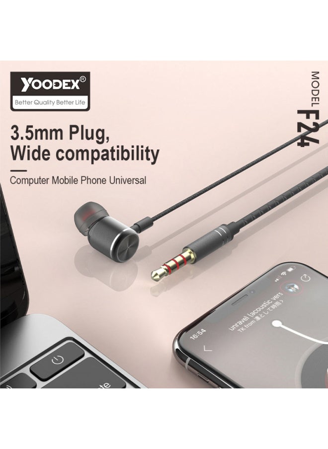 Yoodex Youdian 3.5mm Interface Earplug Wired Headset Amount Material Soft And Comfortable Wire Control Headset-Color:3.5mm Interface Red  - Image 2
