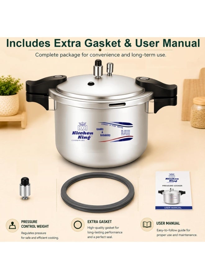 Kitchen King 7 litrLiters kk Kitchen King Blaze Pressure Cooker, Safe, Durable Anodized Aluminium, Satin Finish, Pressure Control, Extra Safety, Indication Pin, Easy Opening, Controlled GRS, Heat Resistant Handle (7 Liters) silver - Image 2