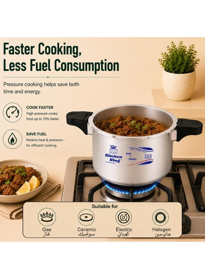 Kitchen King 7 litrLiters kk Kitchen King Blaze Pressure Cooker, Safe, Durable Anodized Aluminium, Satin Finish, Pressure Control, Extra Safety, Indication Pin, Easy Opening, Controlled GRS, Heat Resistant Handle (7 Liters) silver - Image 5