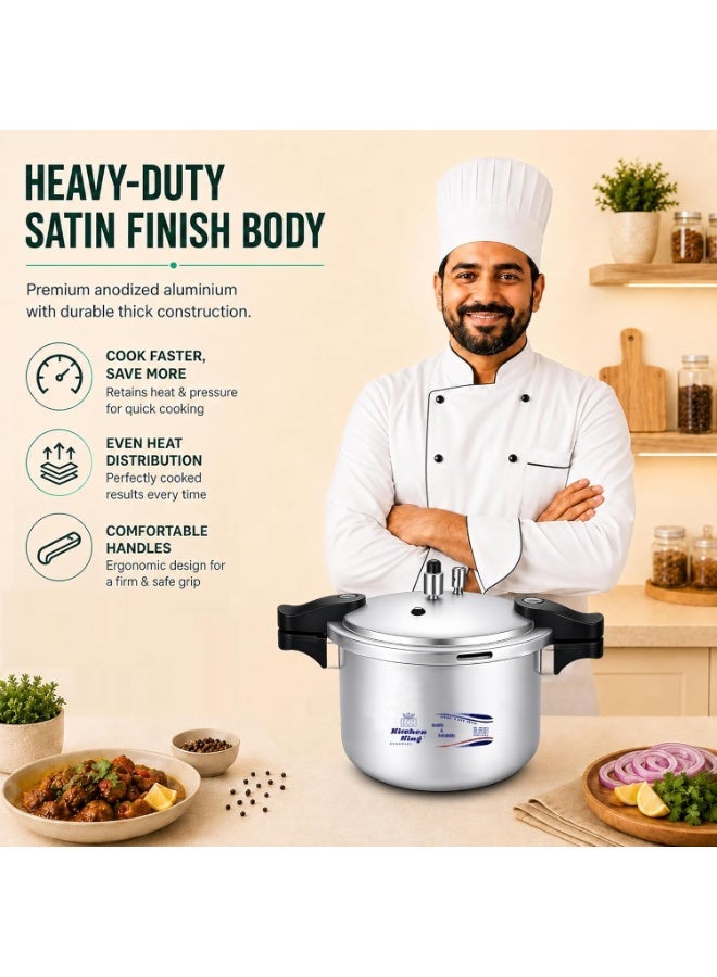 Kitchen King 7 litrLiters kk Kitchen King Blaze Pressure Cooker, Safe, Durable Anodized Aluminium, Satin Finish, Pressure Control, Extra Safety, Indication Pin, Easy Opening, Controlled GRS, Heat Resistant Handle (7 Liters) silver - Image 4