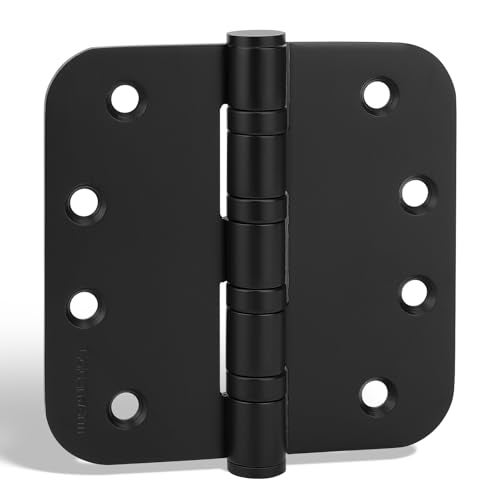 goldenwarm 3 Pack 4'' Black Ball Bearing Door Hinges – Heavy Duty Stainless Steel Hinges for Interior & Exterior Doors, 5/8'' Radius Corners - Image 1