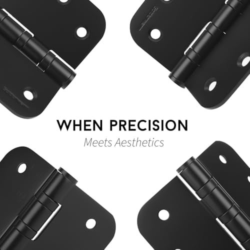 goldenwarm 3 Pack 4'' Black Ball Bearing Door Hinges – Heavy Duty Stainless Steel Hinges for Interior & Exterior Doors, 5/8'' Radius Corners - Image 4