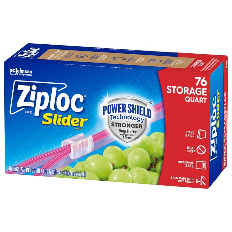Ziploc Ziploc Quart Food Storage Slider Bags Power Shield Technology for More Durability 76 Count