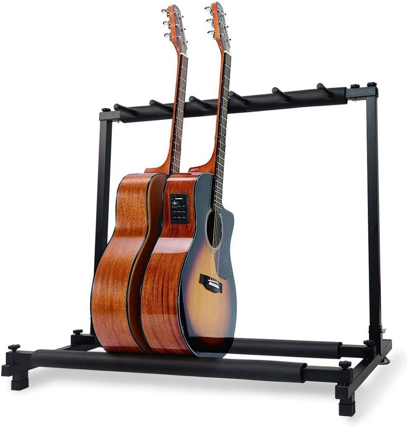 Morimoe Guitar Bass Stand for Multiple Guitars Display Foldable Rack (5-Space) - Image 1