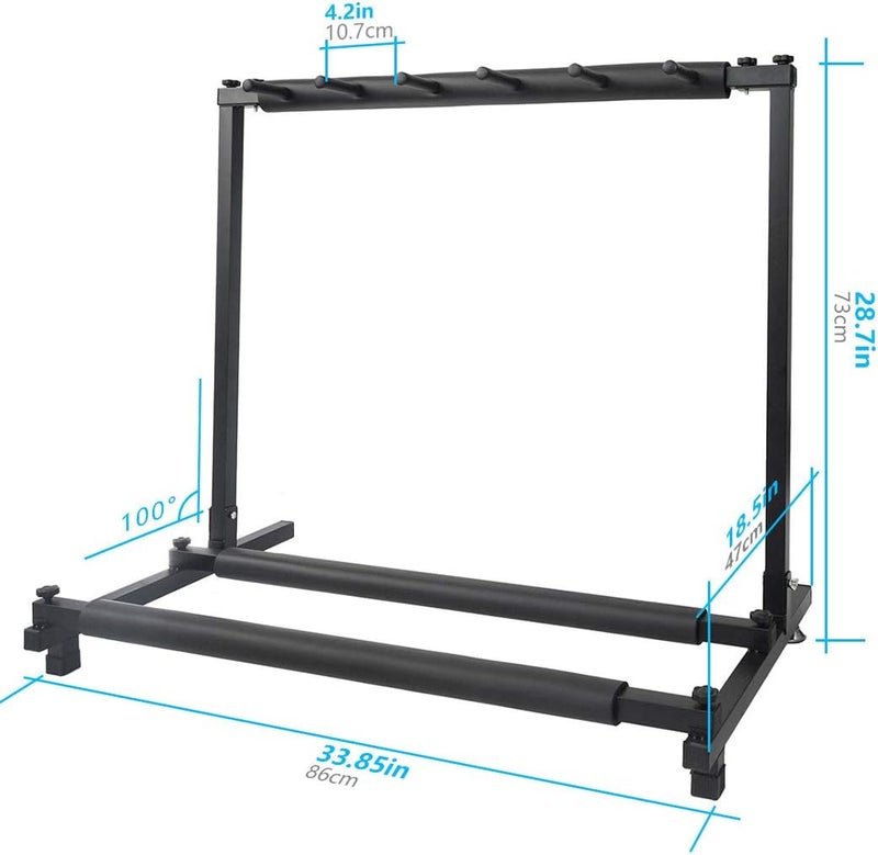 Morimoe Guitar Bass Stand for Multiple Guitars Display Foldable Rack (5-Space) - Image 2