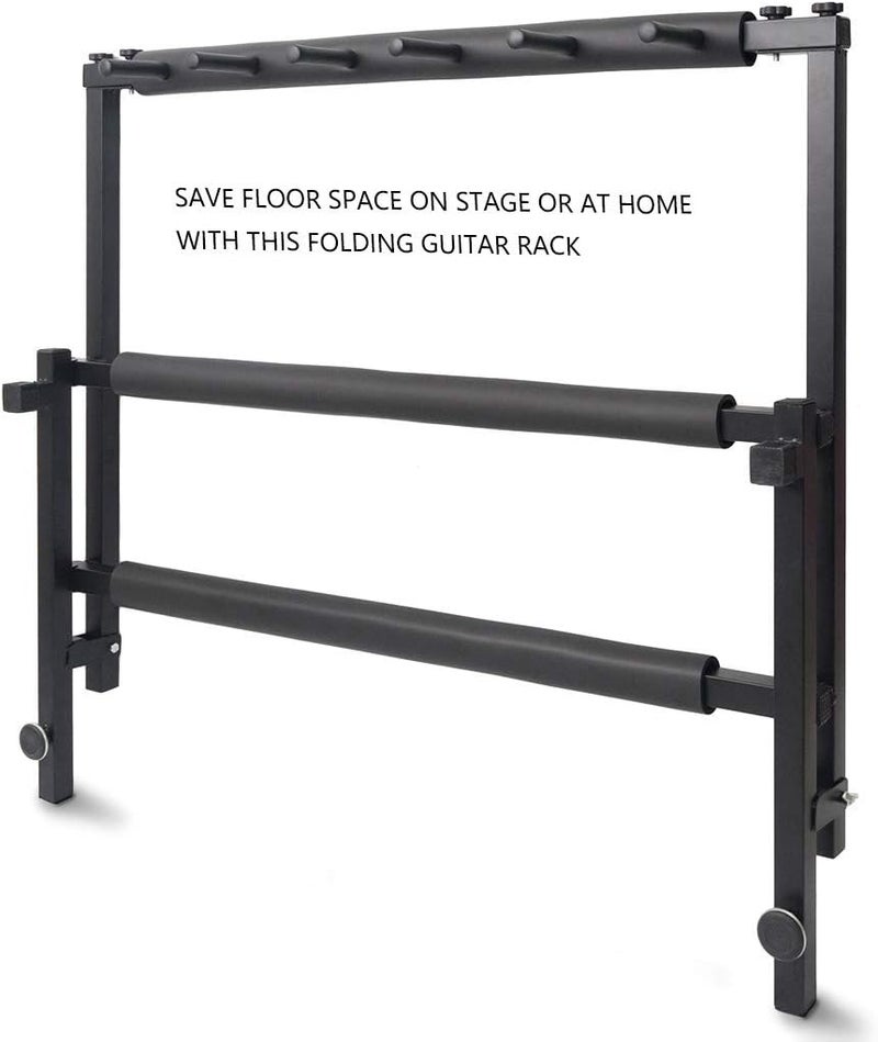 Morimoe Guitar Bass Stand for Multiple Guitars Display Foldable Rack (5-Space) - Image 3