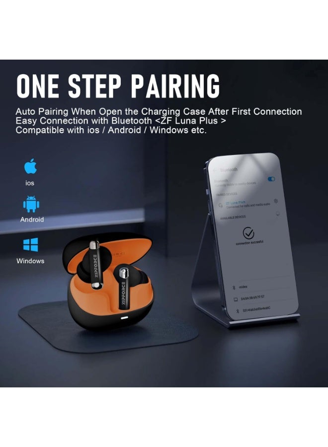 ZIPFORCE True Wireless Earbuds, Fully In-Ear Bluetooth 5.3 Headphones 4-Mics ANC ENC Clear Call, Bluetooth Earbuds Touch Control 40 Playtime, IPX6 Waterproof TWS, Light-Weight Earphones, Black - Image 2
