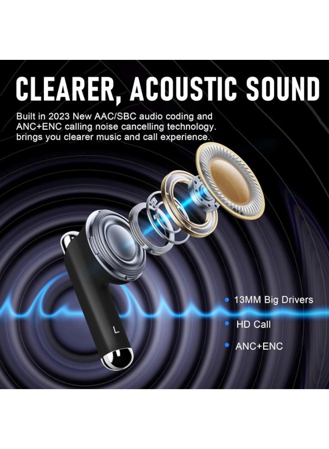 ZIPFORCE True Wireless Earbuds, Fully In-Ear Bluetooth 5.3 Headphones 4-Mics ANC ENC Clear Call, Bluetooth Earbuds Touch Control 40 Playtime, IPX6 Waterproof TWS, Light-Weight Earphones, Black - Image 3
