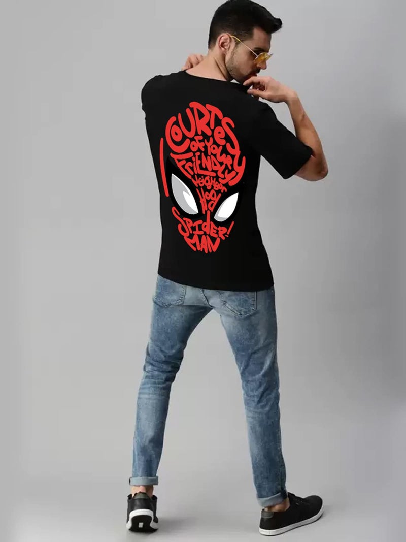 Veirdo Cotton Men's Oversized Fit T-Shirt (OS_SM4013_BK_Black, Medium - Image 2