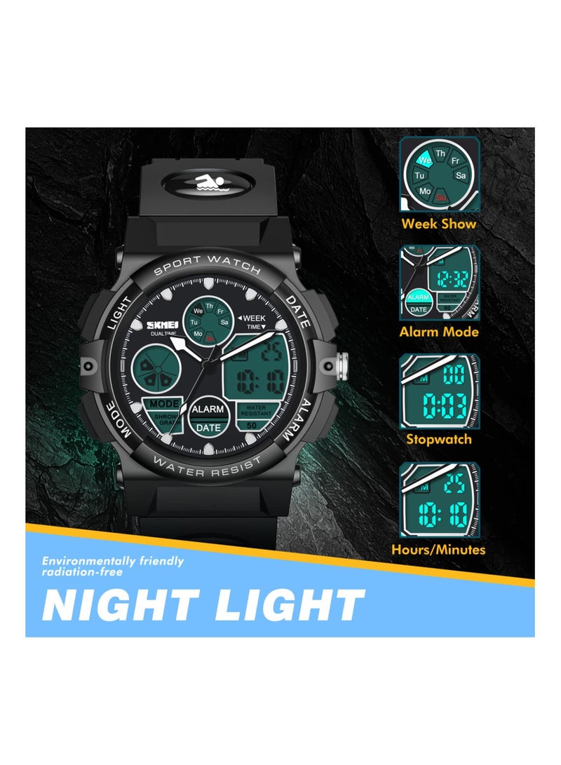 KASTWAVE Kids Watch, Unisex Kids Watch for 3 to 15 Year Old Boys, Digital Sport Outdoor Multifunctional Chronograph LED 50 M Waterproof Alarm Calendar Analog Watch for Children with Silicone Band, Kids Gift - Image 5