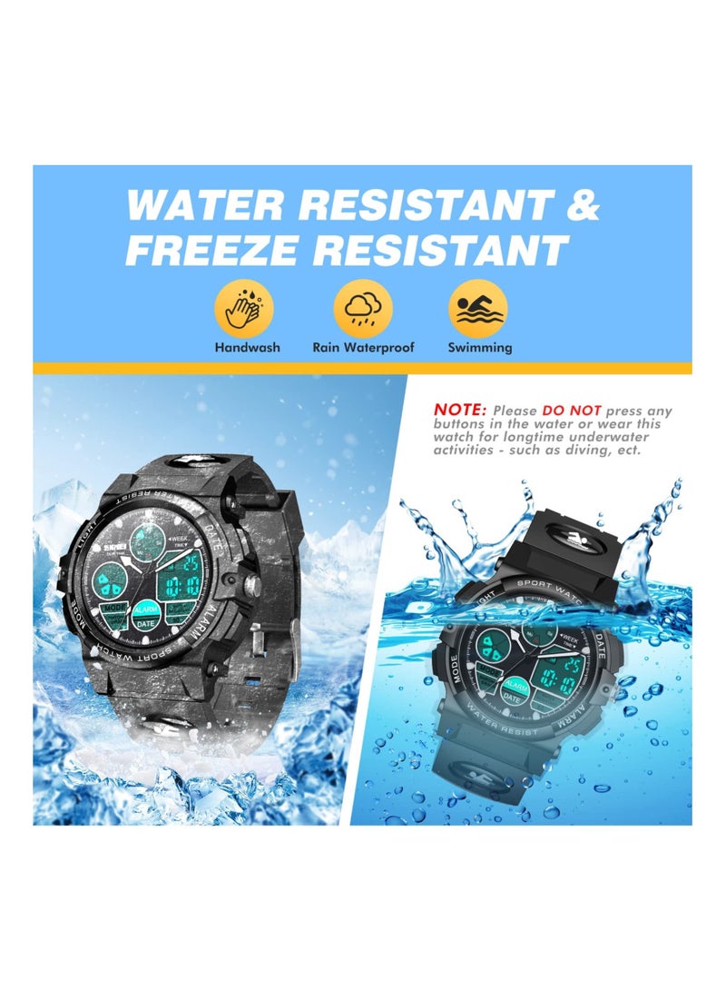 KASTWAVE Kids Watch, Unisex Kids Watch for 3 to 15 Year Old Boys, Digital Sport Outdoor Multifunctional Chronograph LED 50 M Waterproof Alarm Calendar Analog Watch for Children with Silicone Band, Kids Gift - Image 3