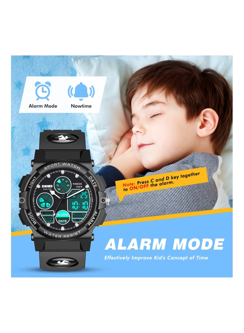 KASTWAVE Kids Watch, Unisex Kids Watch for 3 to 15 Year Old Boys, Digital Sport Outdoor Multifunctional Chronograph LED 50 M Waterproof Alarm Calendar Analog Watch for Children with Silicone Band, Kids Gift - Image 4