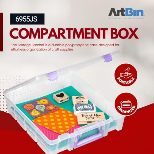 ArtBin 6955JS Super Satchel Compartment Box Clear Craft Organizer Storage Case - Purple, Pack of 1 - Image 2