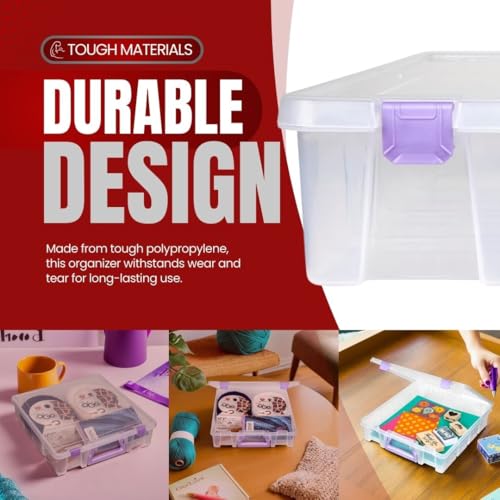 ArtBin 6955JS Super Satchel Compartment Box Clear Craft Organizer Storage Case - Purple, Pack of 1 - Image 5